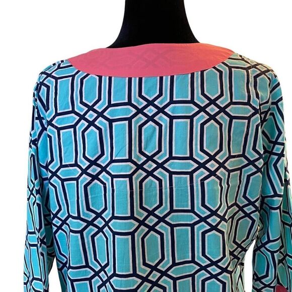 Simply Southern‎ Teal, Navy, and White Tunic with Pink Trim Size Large - Picture 8 of 14